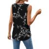 imageWEACZZY Womens Puff Short Sleeve Tops Dressy Casual Crew Neck Pleated T Shirts Cute Blouse Tunic Top Fashion Clothes 2025Z Floral White Black Tank