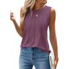 imageWEACZZY Womens Puff Short Sleeve Tops Dressy Casual Crew Neck Pleated T Shirts Cute Blouse Tunic Top Fashion Clothes 2025Z Mauve Tank