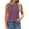 imageWEACZZY Womens Puff Short Sleeve Tops Dressy Casual Crew Neck Pleated T Shirts Cute Blouse Tunic Top Fashion Clothes 2025Z Mauve Tank