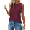 imageWEACZZY Womens Puff Short Sleeve Tops Dressy Casual Crew Neck Pleated T Shirts Cute Blouse Tunic Top Fashion Clothes 2025Z Wine Red Tank