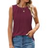 imageWEACZZY Womens Puff Short Sleeve Tops Dressy Casual Crew Neck Pleated T Shirts Cute Blouse Tunic Top Fashion Clothes 2025Z Wine Red Tank