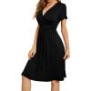 imageWEACZZY Womens Summer Short Sleeve Casual Dresses VNeck Floral Party Dress with Pockets01 Black