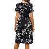 imageWEACZZY Womens Summer Short Sleeve Casual Dresses VNeck Floral Party Dress with Pockets01 White Flower Black