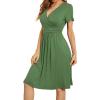 imageWEACZZY Womens Summer Short Sleeve Casual Dresses VNeck Floral Party Dress with PocketsA Army Green