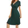 imageWEACZZY Womens Summer Short Sleeve Casual Dresses VNeck Floral Party Dress with PocketsA Dark Green