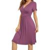imageWEACZZY Womens Summer Short Sleeve Casual Dresses VNeck Floral Party Dress with PocketsA Mauve