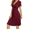 imageWEACZZY Womens Summer Short Sleeve Casual Dresses VNeck Floral Party Dress with PocketsA Red