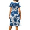 imageWEACZZY Womens Summer Short Sleeve Casual Dresses VNeck Floral Party Dress with PocketsColorful Blue
