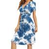 imageWEACZZY Womens Summer Short Sleeve Casual Dresses VNeck Floral Party Dress with PocketsColorful Blue