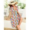 imageWEACZZY Womens Summer Short Sleeve Casual Dresses VNeck Floral Party Dress with PocketsColorful Floral Blue