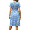 imageWEACZZY Womens Summer Short Sleeve Casual Dresses VNeck Floral Party Dress with PocketsDaisy Blue