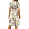 imageWEACZZY Womens Summer Short Sleeve Casual Dresses VNeck Floral Party Dress with PocketsFeather White