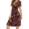 imageWEACZZY Womens Summer Short Sleeve Casual Dresses VNeck Floral Party Dress with PocketsFloral Claret