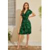 imageWEACZZY Womens Summer Short Sleeve Casual Dresses VNeck Floral Party Dress with PocketsFloral Green