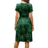 imageWEACZZY Womens Summer Short Sleeve Casual Dresses VNeck Floral Party Dress with PocketsFloral Green