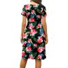 imageWEACZZY Womens Summer Short Sleeve Casual Dresses VNeck Floral Party Dress with PocketsFloral Hibiscus