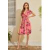 imageWEACZZY Womens Summer Short Sleeve Casual Dresses VNeck Floral Party Dress with PocketsFloral Pink