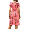 imageWEACZZY Womens Summer Short Sleeve Casual Dresses VNeck Floral Party Dress with PocketsFloral Pink
