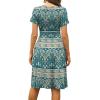 imageWEACZZY Womens Summer Short Sleeve Casual Dresses VNeck Floral Party Dress with PocketsGreen Khaki