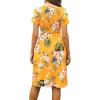 imageWEACZZY Womens Summer Short Sleeve Casual Dresses VNeck Floral Party Dress with PocketsGreen Leaf Yellow