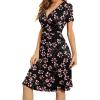 imageWEACZZY Womens Summer Short Sleeve Casual Dresses VNeck Floral Party Dress with PocketsGypsophila Black