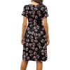 imageWEACZZY Womens Summer Short Sleeve Casual Dresses VNeck Floral Party Dress with PocketsGypsophila Black