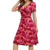 imageWEACZZY Womens Summer Short Sleeve Casual Dresses VNeck Floral Party Dress with PocketsMaple Leaf