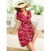 imageWEACZZY Womens Summer Short Sleeve Casual Dresses VNeck Floral Party Dress with PocketsMaple Leaf