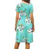 imageWEACZZY Womens Summer Short Sleeve Casual Dresses VNeck Floral Party Dress with PocketsMint Green Flower