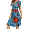 imageWEACZZY Womens Summer Short Sleeve Casual Dresses VNeck Floral Party Dress with PocketsMix Blue