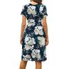 imageWEACZZY Womens Summer Short Sleeve Casual Dresses VNeck Floral Party Dress with PocketsNavy Flower