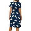 imageWEACZZY Womens Summer Short Sleeve Casual Dresses VNeck Floral Party Dress with PocketsNavy Lily