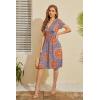 imageWEACZZY Womens Summer Short Sleeve Casual Dresses VNeck Floral Party Dress with PocketsPeacock Blue