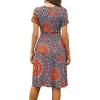 imageWEACZZY Womens Summer Short Sleeve Casual Dresses VNeck Floral Party Dress with PocketsPeacock Blue