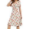 imageWEACZZY Womens Summer Short Sleeve Casual Dresses VNeck Floral Party Dress with PocketsPeony Beige