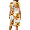 imageWEACZZY Womens Summer Short Sleeve Casual Dresses VNeck Floral Party Dress with PocketsSunflower White