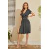 imageWEACZZY Womens Summer Short Sleeve Casual Dresses VNeck Floral Party Dress with PocketsWhite Dot Black