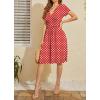 imageWEACZZY Womens Summer Short Sleeve Casual Dresses VNeck Floral Party Dress with PocketsWhite Dot Red