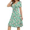 imageWEACZZY Womens Summer Short Sleeve Casual Dresses VNeck Floral Party Dress with PocketsYellow Green Floral