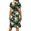 imageWEACZZY Womens Summer Short Sleeve Casual Dresses VNeck Floral Party Dress with PocketsYellow Green Leaf