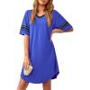 imageWEACZZY Nightgowns for Women Soft Sleep Shirt V Neck Short Sleeve Loungewear Loose Comfy NightShirtsRoyal Blue