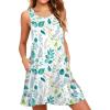 imageWEACZZY Women Summer Casual Swing T Shirt Dresses Beach Cover up Loose DressPrint Leaf White
