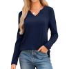 imageWEACZZY Womens Long Sleeve Tops Dressy Casual Sexy V Neck Work Shirts Loose Fit Blouses Tunic Fall Fashion Outfits 2025Navy Blue