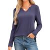 imageWEACZZY Womens Long Sleeve Tops Dressy Casual Sexy V Neck Work Shirts Loose Fit Blouses Tunic Fall Fashion Outfits 2025Purple Grey