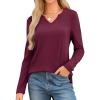 imageWEACZZY Womens Long Sleeve Tops Dressy Casual Sexy V Neck Work Shirts Loose Fit Blouses Tunic Fall Fashion Outfits 2025Wine Red