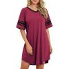 imageWEACZZY Womens Nightgown Soft Sleep Shirt V Neck Short Sleeve Loungewear Loose Comfy NightShirts Wine RedMedium