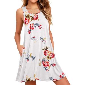 imageWEACZZY Women Summer Casual Swing T Shirt Dresses Beach Cover up Loose DressFloral White