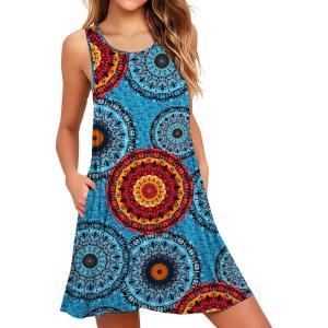 imageWEACZZY Women Summer Casual Swing T Shirt Dresses Beach Cover up Loose DressMix Blue