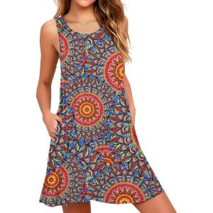 imageWEACZZY Women Summer Casual Swing T Shirt Dresses Beach Cover up Loose DressPeacock Blue