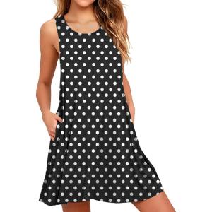 imageWEACZZY Women Summer Casual Swing T Shirt Dresses Beach Cover up Loose DressWhite Dot Black